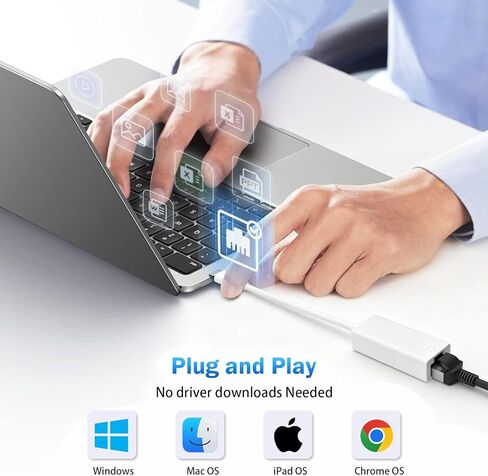محول CleverThings USB C إلى Ethernet [متوافق مع Thunderbolt 3/4] USB من النوع C إلى RJ45 Gigabit Ethernet لأجهزة MacBook Pro/Air وiPhone 17 Pro/Max وiPad Pro وiMac وS23 وXPS 17 والمزيد in Kuwait