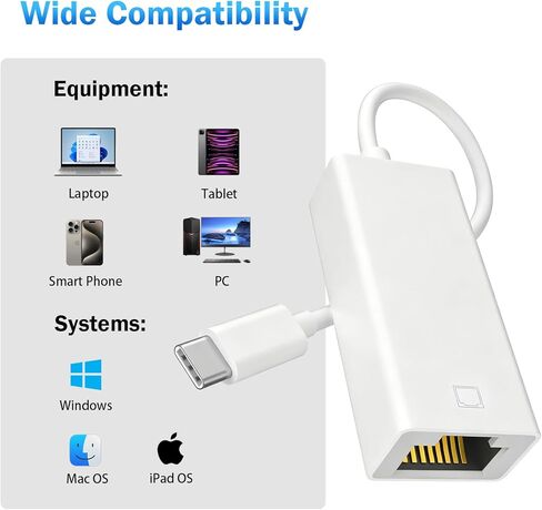 محول CleverThings USB C إلى Ethernet [متوافق مع Thunderbolt 3/4] USB من النوع C إلى RJ45 Gigabit Ethernet لأجهزة MacBook Pro/Air وiPhone 17 Pro/Max وiPad Pro وiMac وS23 وXPS 17 والمزيد in Kuwait