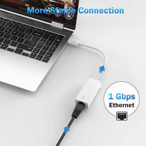 محول CleverThings USB C إلى Ethernet [متوافق مع Thunderbolt 3/4] USB من النوع C إلى RJ45 Gigabit Ethernet لأجهزة MacBook Pro/Air وiPhone 17 Pro/Max وiPad Pro وiMac وS23 وXPS 17 والمزيد in Kuwait