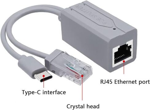 USB C Splitter USB C 48V to 5V 2.4A for Long Distances Ethernet Cable Use 10 / 100Mbps Ethernet Adapter for Home Splitter in Kuwait