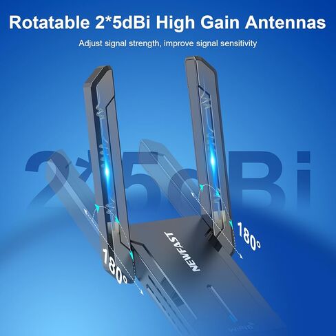 NEWFAST AXE5400 USB WiFi 6 Adapter for Desktop PC NF-U353, Tri-Band Wireless Network Adapter for Desktop, 6GHz/5GHz/2.4GHz Wireless Network Transceiver USB WiFi Dongle for Windows 11/10 in Kuwait