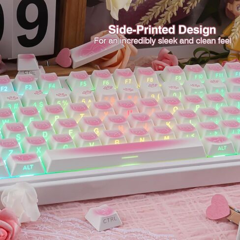 Sunzit 130 مفتاحًا مطبوعًا جانبيًا PBT Keycap PBT مجموعة أغطية المفاتيح PBT، تتألق من خلال أغطية المفاتيح المخصصة، غطاء مفاتيح ذو مظهر الكرز المصبوغ للوحة المفاتيح الميكانيكية MX Switches in Kuwait