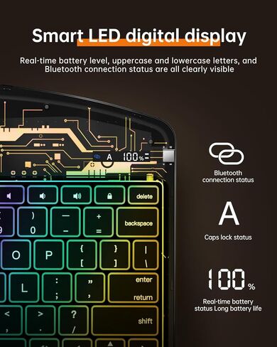 Transparent Keyboard Case for iPad Pro 11" (M5/M4, 2025/2024) Wireless Keyboard with 7 Colors Backlight, 360° Rotatable Protective Case with Pencil Holder, Multi-Touch Trackpad, Thin & Light, Black in Kuwait