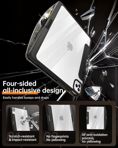 Transparent Keyboard Case for iPad Pro 11" (M5/M4, 2025/2024) Wireless Keyboard with 7 Colors Backlight, 360° Rotatable Protective Case with Pencil Holder, Multi-Touch Trackpad, Thin & Light, Black in Kuwait