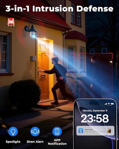 2K Light Bulb Camera Ourdoor, 5G/2.4G Wireless Outdoor Camera, Light Bulb Security Camera with AI Human Detection, Color Night Vision, Motion Alerts, 2-Way Audio, Compatible with Alexa in Kuwait