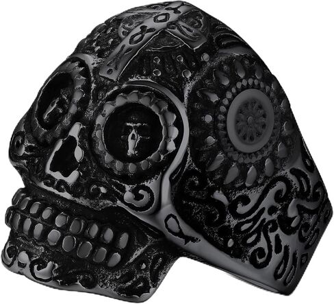 ChainsProMax Can Engrave Pirate Skull/Devil Rings for Men, Stainless Steel/Gold Plated/Black (Send Gift Box) in Kuwait