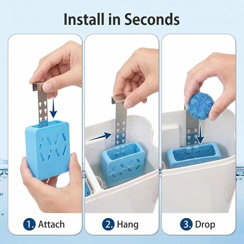 Toilet Tank Tablet Holder,Adjustable Holder-Hanging Bleach Tablet Bracket with 6 Levels,4'' x 3.5'' x 1.2'' Bleach Tablet Bracket for Preventing Dissolved Residue from Polluting Water Tank(Blue 2Pcs) in Kuwait