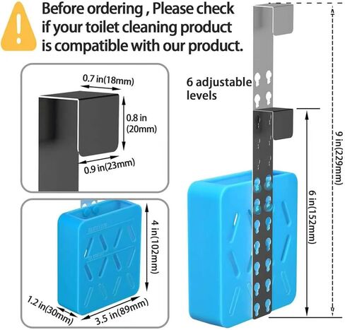 Toilet Tank Tablet Holder,Adjustable Holder-Hanging Bleach Tablet Bracket with 6 Levels,4'' x 3.5'' x 1.2'' Bleach Tablet Bracket for Preventing Dissolved Residue from Polluting Water Tank(Blue 2Pcs) in Kuwait