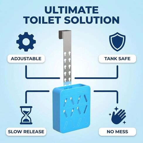Toilet Tank Tablet Holder,Adjustable Holder-Hanging Bleach Tablet Bracket with 6 Levels,4'' x 3.5'' x 1.2'' Bleach Tablet Bracket for Preventing Dissolved Residue from Polluting Water Tank(Blue 2Pcs) in Kuwait