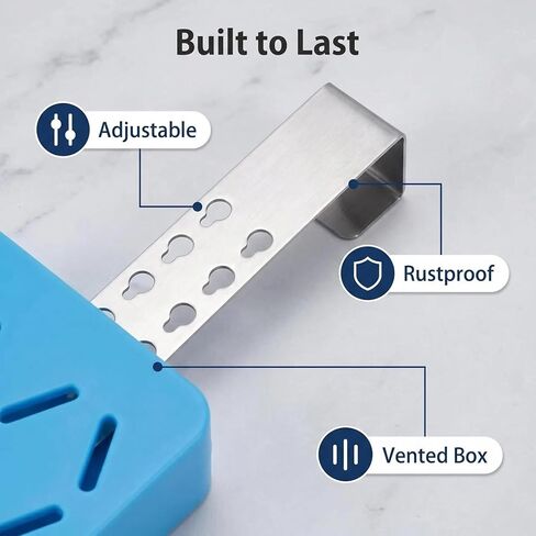 Toilet Tank Tablet Holder,Adjustable Holder-Hanging Bleach Tablet Bracket with 6 Levels,4'' x 3.5'' x 1.2'' Bleach Tablet Bracket for Preventing Dissolved Residue from Polluting Water Tank(Blue 2Pcs) in Kuwait