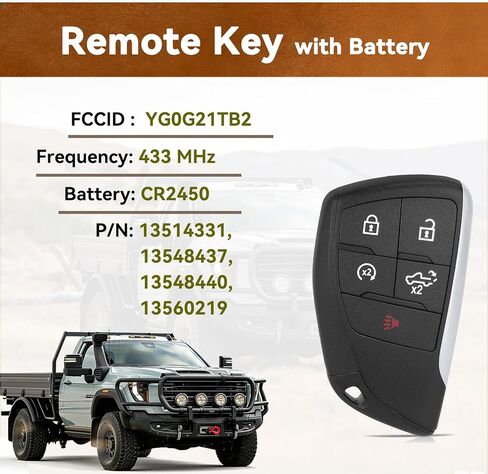 Smart Car Key Fob Replacement for GMC Sierra 1500 2500 3500 Chevy Silverado Truck 2022 2023 2024 2025 Keyless Entry Remote Control 433Mhz YG0G21TB2 13548440 13548437 2PCS ﻿ in Kuwait