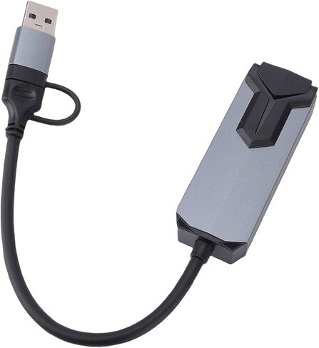USB C to Ethernet Adapter, 2.5Gbps USB to RJ45 LAN Network Adapter with USB A Port Compatible with Linux OS, for Laptop Desktop PC Router NAS 8K 4K Streaming Online Gam in Kuwait