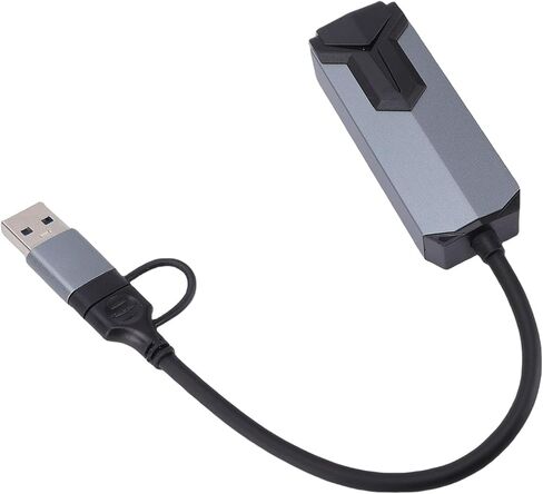 USB C to Ethernet Adapter, 2.5Gbps USB to RJ45 LAN Network Adapter with USB A Port Compatible with Linux OS, for Laptop Desktop PC Router NAS 8K 4K Streaming Online Gam in Kuwait