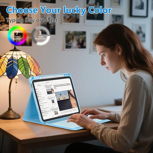 FUWANG for iPad A16 11th 10th Generation Case with Keyboard - Detachable Backlit Glitter Folio Keyboard with Pencil Holder for iPad A16 11th Gen 11-inch 2025 & 10th Generation 10.9 Inch 2022, Blue in Saudi Arabia