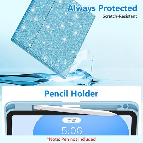 FUWANG for iPad A16 11th 10th Generation Case with Keyboard - Detachable Backlit Glitter Folio Keyboard with Pencil Holder for iPad A16 11th Gen 11-inch 2025 & 10th Generation 10.9 Inch 2022, Blue in Saudi Arabia