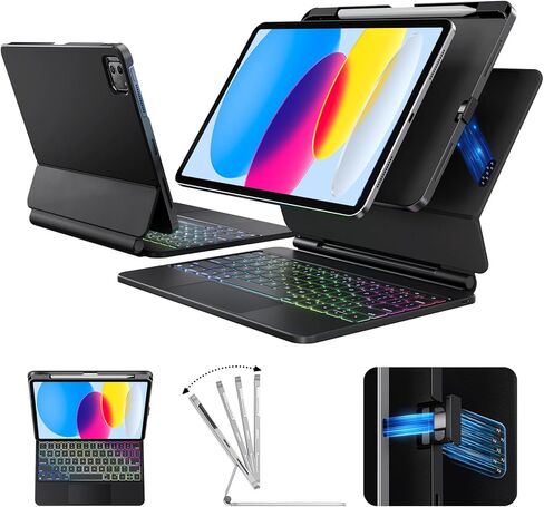 for iPad 11th 10th Generation Case with Keyboard, Magic Keyboard for iPad 10.9" Case with Floating Cantilever Stand, Multi-Touch Trackpad, Pencil Holder, Springy Backlit Keys, White in Kuwait