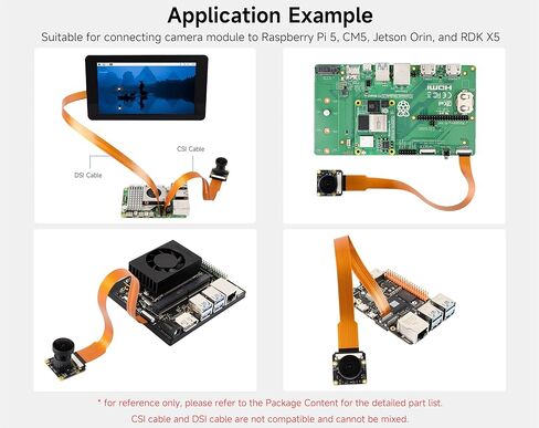 كابل مرن CSI FPC متوافق مع Raspberry Pi 5، 22Pin إلى 15Pin، مناسب لتوصيل وحدة كاميرا CSI إلى RPi 5 / وحدة الحوسبة 5/Jetson Orin، بطول 200 مم / 20 سم / 0.65 قدم in Kuwait