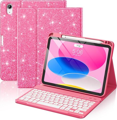 حافظة FUWANG لجهاز iPad A16 الجيل الحادي عشر مع لوحة مفاتيح - لوحة مفاتيح قابلة للطي بإضاءة خلفية قابلة للفصل مع حامل أقلام لجهاز iPad A16 الجيل الحادي عشر 11 بوصة 2025 والجيل العاشر 10.9 بوصة 2022، أزرق in Kuwait
