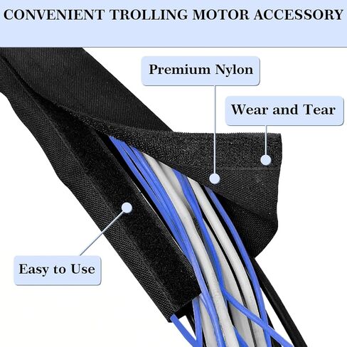Trolling Motor Cable Sleeve, 60" Made of Black Neoprene Trolling Motor Sleeve, Great for Cover Cables and Extension Cords and Outboard Motor Sleeve Organizer Cable Management and Protector in Kuwait