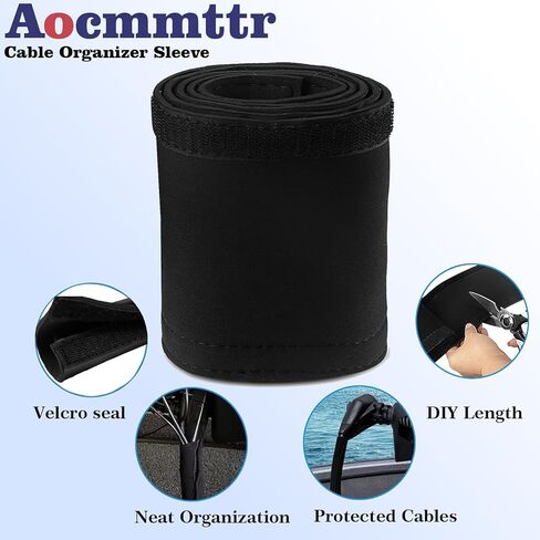 Trolling Motor Cable Sleeve, 60" Made of Black Neoprene Trolling Motor Sleeve, Great for Cover Cables and Extension Cords and Outboard Motor Sleeve Organizer Cable Management and Protector in Kuwait