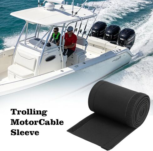 Trolling Motor Cable Sleeve, 60" Made of Black Neoprene Trolling Motor Sleeve, Great for Cover Cables and Extension Cords and Outboard Motor Sleeve Organizer Cable Management and Protector in Kuwait
