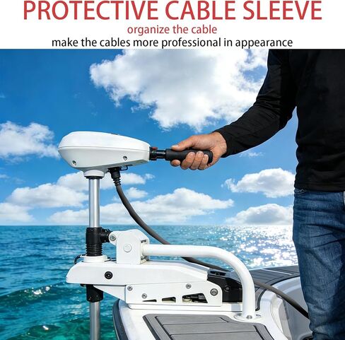 Trolling Motor Cable Sleeve, 60" Made of Black Neoprene Trolling Motor Sleeve, Great for Cover Cables and Extension Cords and Outboard Motor Sleeve Organizer Cable Management and Protector in Kuwait