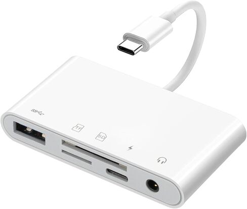 قارئ بطاقات 5 في 1 USB-C TF/SD، محول قارئ بطاقات الذاكرة لقرص فلاش USB/الماوس/لوحة المفاتيح/الكاميرا in Kuwait