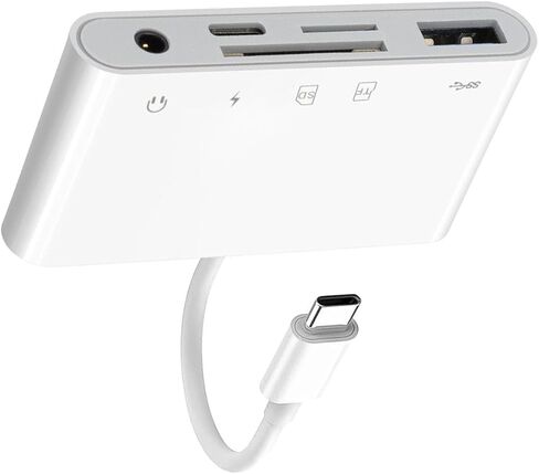 قارئ بطاقات 5 في 1 USB-C TF/SD، محول قارئ بطاقات الذاكرة لقرص فلاش USB/الماوس/لوحة المفاتيح/الكاميرا in Kuwait