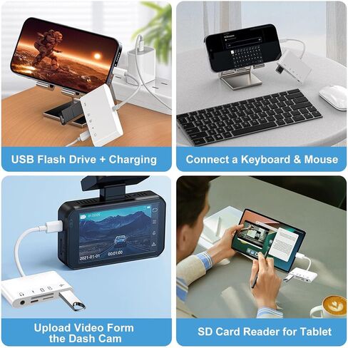 قارئ بطاقات 5 في 1 USB-C TF/SD، محول قارئ بطاقات الذاكرة لقرص فلاش USB/الماوس/لوحة المفاتيح/الكاميرا in Kuwait