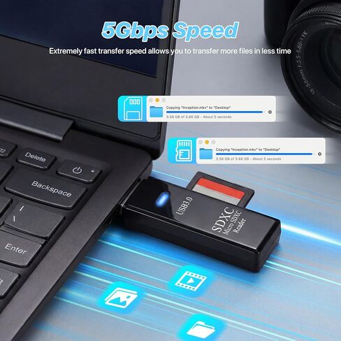 USB3.0 Micro SD Card Reader, 5Gbps 2-in-1 SD Card Reader to USB Adapter for SDXC, SDHC, MMC, RS-MMC, Micro SDXC, Micro SD, Micro SDHC in Kuwait