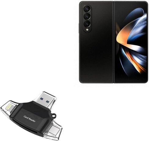 BoxWave Smart Gadget Compatible with Samsung Galaxy Z Fold 4 - AllReader SD Card Reader, microSD Card Reader SD Compact USB - Jet Black in Kuwait
