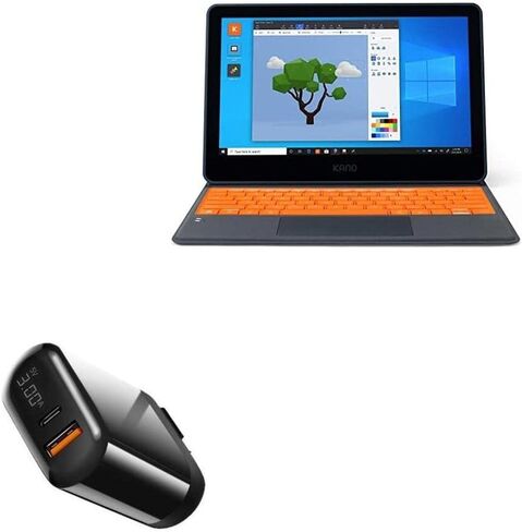 شاحن BoxWave متوافق مع الكمبيوتر المحمول والكمبيوتر اللوحي Kano PC الذي يعمل باللمس 1110-01 (11.6 بوصة) - شاحن حائط PowerDisplay PD (18 واط) - أسود جيت in Kuwait