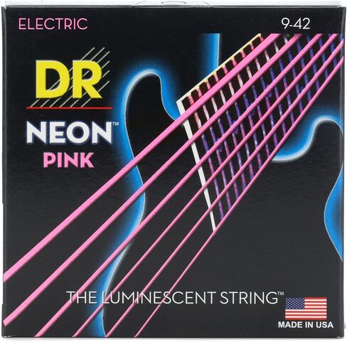 أوتار جيتار كهربائي HI-DEF NEON من DR (NPE-9) وأوتار جيتار كهربائي، أسود جميل - مطلي باللون الأسود، 9-42 (BKE-9) in Kuwait