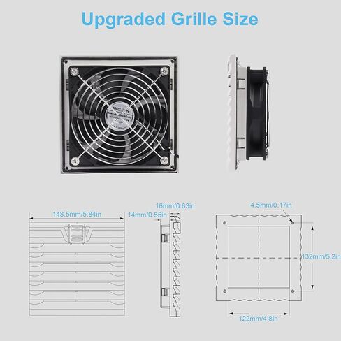 150mm×150mm Cabinet Ventilator Filter Kit with Powerful 120mm x 38mm Cooling Fan and Adjustable Speed Controller Ventilator Filter for Server Racks Electrical Boxes Industrial Enclosures Data Centers in Kuwait