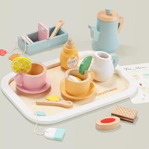 Giant bean Wooden Play Food Set, Play Kitchen Accessories, 78 PCS Pretend Cooking Set, Vegetables Fruits Cutting Toys, Dishes, Educational Toddler Toys