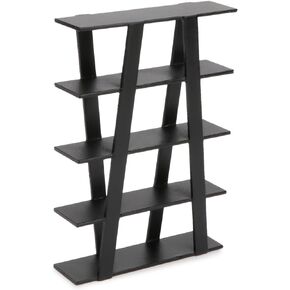 Dollhouse Shelf Furniture Bookshelf 1/12 Scale Miniature Wooden Storage Rack Four Tier Shelves Doll House Accessories and Furniture Display Stand Mini Scene Ornaments Decoration (Black)
