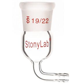 stonylab Glass 90 Degree Vacuum/Inert Gas Adapter, Borosilicate Glass Bent Inlet Adapter with 24/40 Outer Joint and Hose for Laboratory Lab Supply