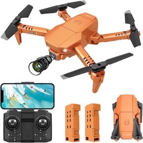 3T6B Mini Drones with Camera for Adults, Foldable RC Quadcopter Toys, App WiFi FPV Live Video, 3D Flips, Optical Flow Positioning, 2.4GHz Anti-Jamming Foldable Drones with 2 Batteries