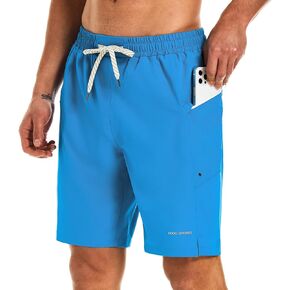 HODOSPORTS Mens Board Shorts 9" Quick-Dry Swim Trunks No Liner with Zipper Pockets (Regular&Extended Sizes)