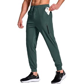 Men's Athletic Joggers with Zipper Pockets Stretch Track Pants Workout Running Gym Golf Sweatpants for Men