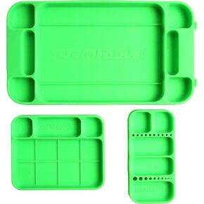 OEMTOOLS 22417 Flexi-Tray, 3 Piece Set, Includes Small, Medium, and Large Rubber Tool Mat Trays, Heat and Oil Resistant Silicone, Round-Bottom Compartments