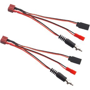 2Pack ShareGoo 3 in 1 Deans Style T Female Plug to JR Female Connector JST Female Igniter Adapter Charger Cable for 1/8 1/10 RC Glow igniter Ignition Battery Receiver Charging