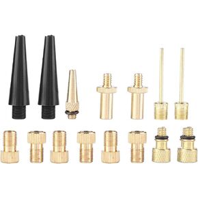 15Pcs Bike Pump Adapter Valve Pure Copper Adapter Set DV AV SV Valve Adapter for Bike Tire Inflator Air Pump Compressor Sportinggoods and Spare Parts