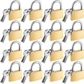 Kenning 16 Pcs Solid Keyed Alike Padlocks 1.18" Solid Brass Padlock with Key Weatherproof Luggage Locks Suitcase Lock Wide Body with Hardened Steel Shackle for Sheds, Storage Unit, Gym Fence