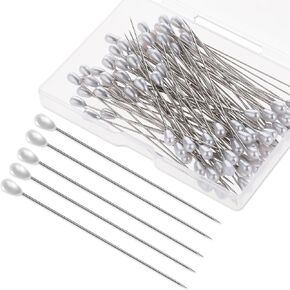 100 Pcs Corsage Boutonniere Pins 75 mm Pearl Head Pins Sewing Pins Hat Pins Quilting Pins Straight Pins for Flower DIY Decoration Wedding Sewing Project Jewelry Making