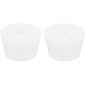 MECCANIXITY Silicone Rubber Tapered Plug 36mm to 45mm Solid Test Tubes Bungs Stopper with Hole White for Lab Home 2 Pieces