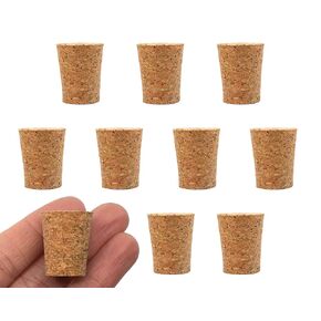 EISCO 10PK Cork Stoppers, Size #6-13mm Bottom, 19mm Top, 24mm Length - Tapered Shape, Natural Bark Material - Great for Household & Laboratory Use