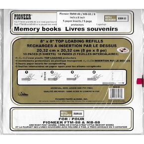 Pioneer Postbound Top Loading Page Protectors 5/Pkg 8"X8" (With White Inserts) RMW88