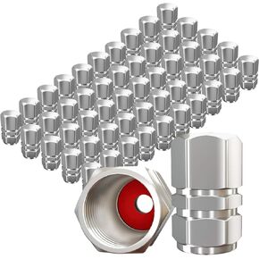 Tire Valve Stem Caps, 50 Pcs Hexagon Design Air Valve Caps Waterproof Wheel Valve Covers Car Dustproof Tire Cap for Cars, SUVs, Bike, Trucks and Motorcycles with O Rubber Seal Silver