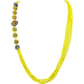 Bocar Long Multiple Row Handmade Beaded Resin Statement 36" Necklace for Women (NK-10558)